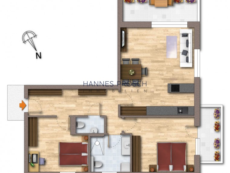 Grundriss mit Möblierungsvorschlag